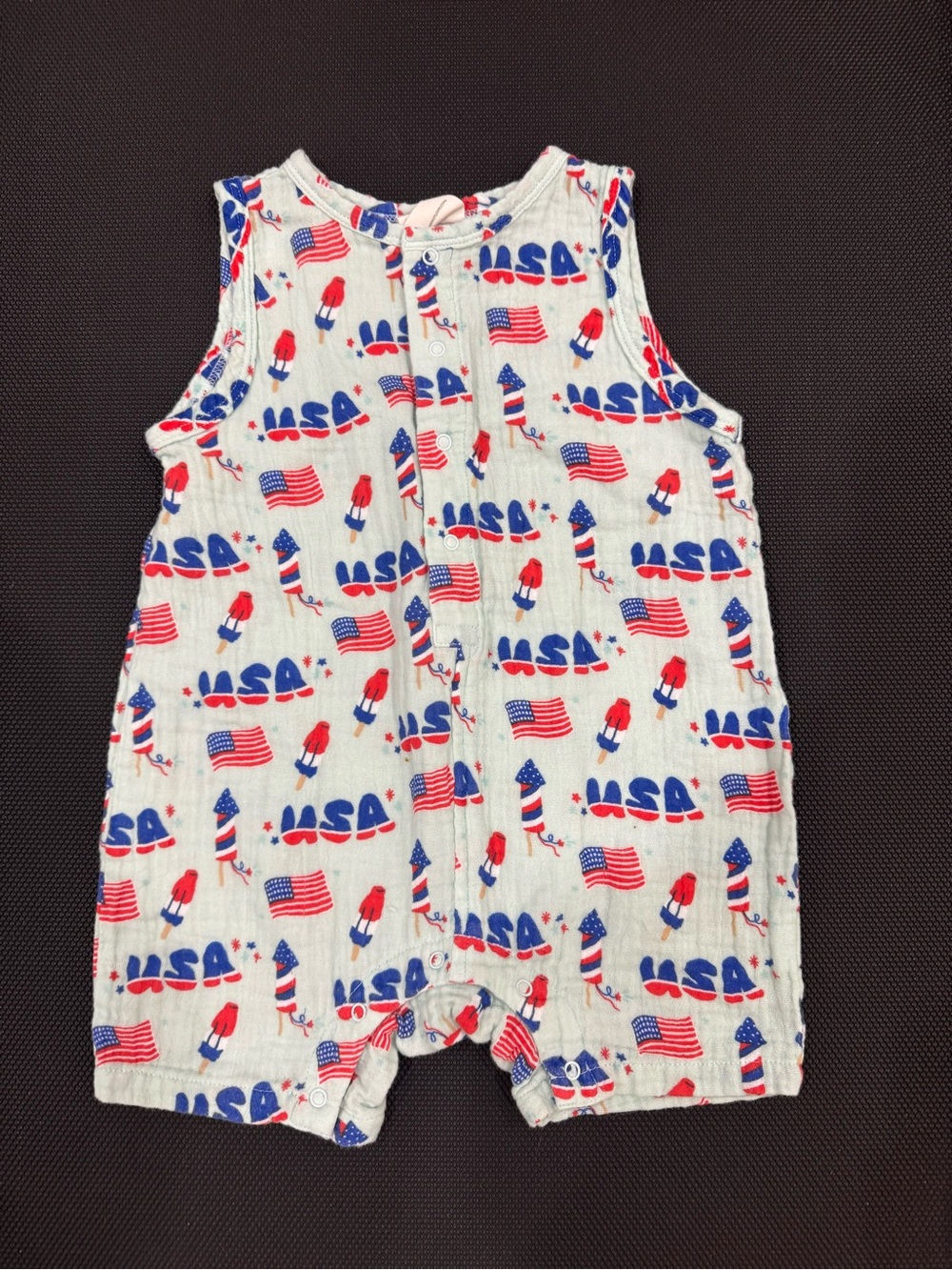 Sleeveless Patriotic Kids Romper - Red, White & Blue